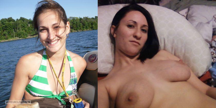 Tit Flash: Girlfriend's Medium Tits - Topless Lindsey from Canada
